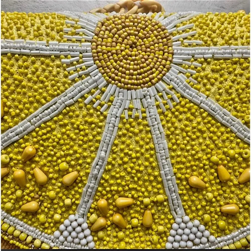 🍋 America & Beyond NWT Beaded Lemon Crescent Bag – Statement Shoulder Purse - Picture 3 of 10